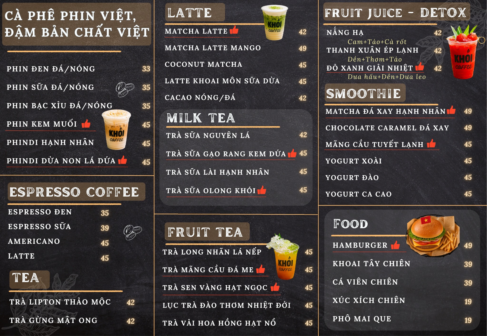 Menu Khói Coffee